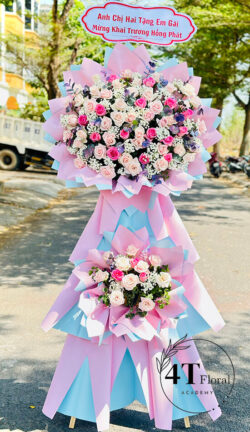 Kệ hoa chúc mừng khai trương tone hồng - HK88