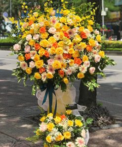 Kệ hoa chúc mừng tone màu vàng cam - HK76