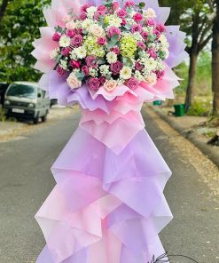 Kệ hoa chúc mừng tone tím - HK74