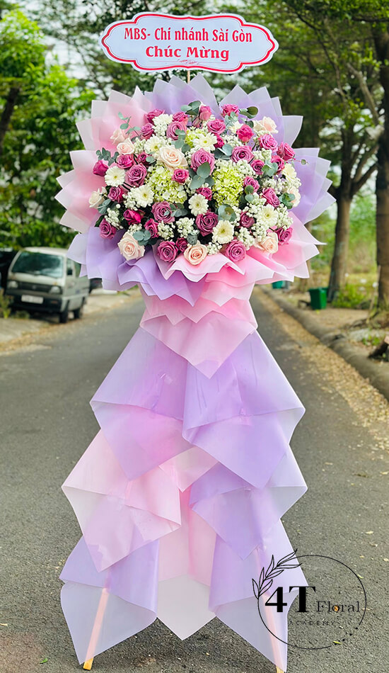 kệ hoa chúc mừng tone tím