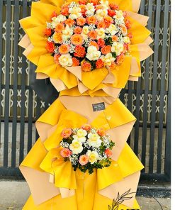 Kệ hoa chúc mừng tone vàng cam - HK73