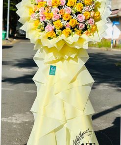 Kệ hoa chúc mừng tone vàng hồng - HK72