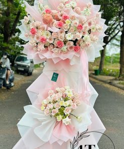 Kệ hoa hai tầng tone hồng bay bổng - HK62