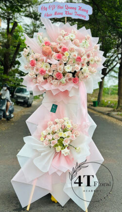 Kệ hoa hai tầng tone hồng bay bổng - HK62