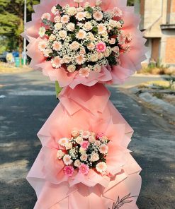 Kệ hoa hai tầng tone hồng nhẹ nhàng - HK61