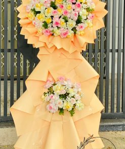 Kệ hoa hai tầng tone vàng hồng - HK59