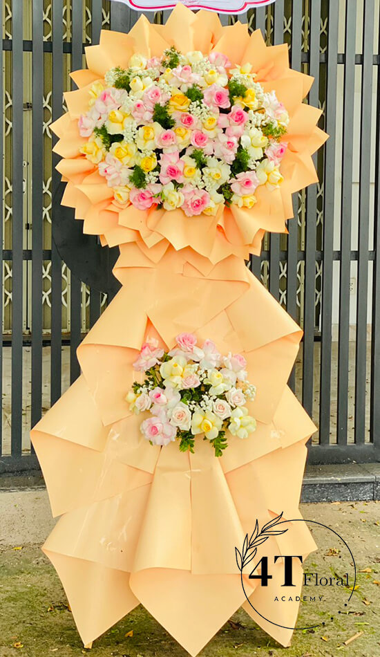 kệ hoa hai tầng tone vàng hồng