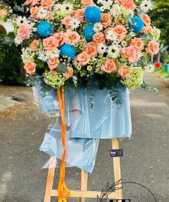 Kệ hoa hiện đại cúc mẫu đơn mix hồng shimer - HK57