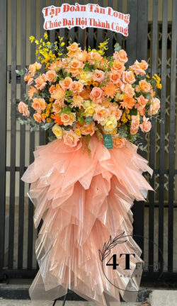 Kệ hoa hiện đại tone cam nhạt - HK55