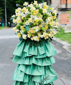 Kệ hoa hiện đại tone xanh vàng - HK128