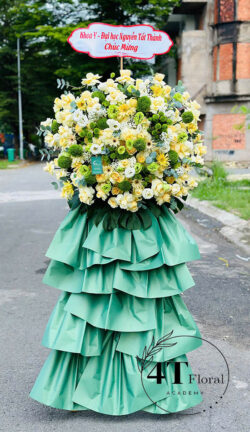 Kệ hoa hiện đại tone xanh vàng - HK128