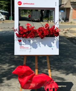 Kệ hoa hộp hiện đại màu đỏ - HK125