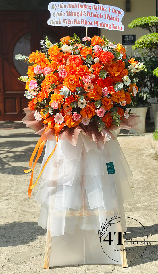 kệ hoa khai trương màu cam