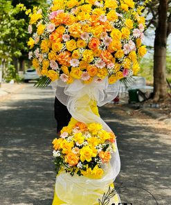 Kệ hoa khai trương tone cam to đẹp - HK43