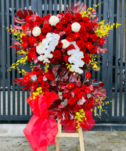 Kệ hoa khai trương tông đỏ - KT507