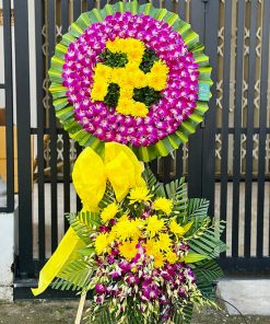 Kệ hoa tang lan tím mix cúc vàng - HV130