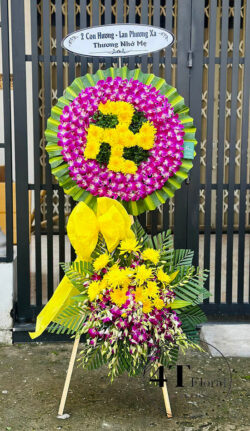 Kệ hoa tang lan tím mix cúc vàng - HV130