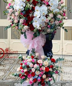 Kệ hoa tone đỏ hồng sang trọng - HK27