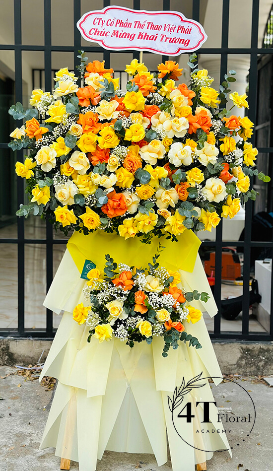 kệ hoa tone vàng cam