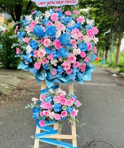 Kệ hoa tone xanh dương hồng - HK104