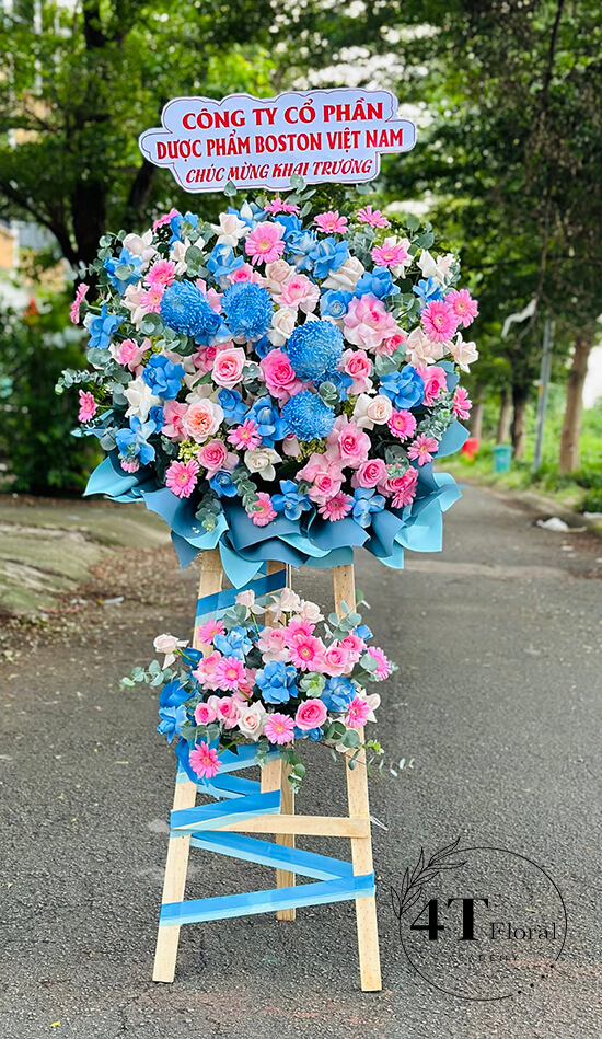 Kệ hoa tone xanh dương hồng