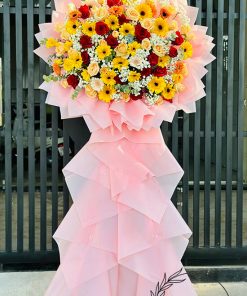 Kệ hoa tươi một tầng tone vàng đỏ - HK09