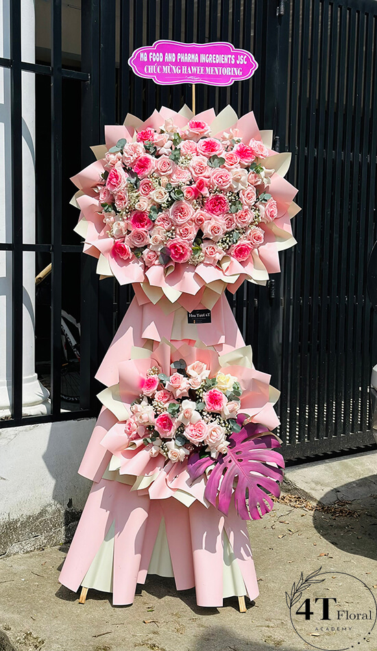 Kệ hoa tươi nhập khẩu tone hồng