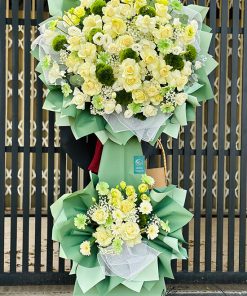 Kệ hoa tươi tone vàng xanh lá - HK03